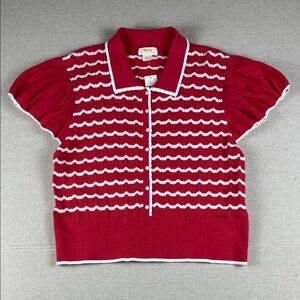 Anthropologie Maeve cropped Pointelle Button up Polo Sweater NWT
Size: Large